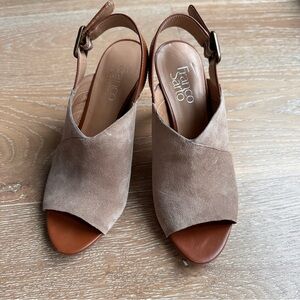 NWT Franco Sarto Women's Quatrain, Mushroom/TN Open-Toe Sandals Size 6.5